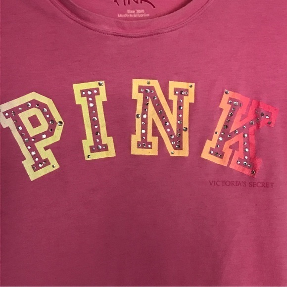 RARE‎ VINTAGE Y2K PINK Victoria’s Secret Ombré Graphic Rhinestones Tee - Picture 6 of 8